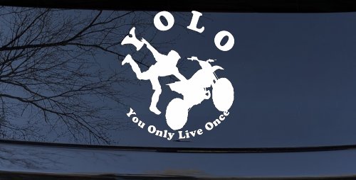 YOLO You Only Live Once Freestyle Moto X Sports Car or Truck Window Decal Sticker (White)