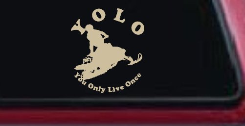 YOLO You Only Live Once Snowmobile Sports Car or Truck Window Decal Sticker (Desert Sand)