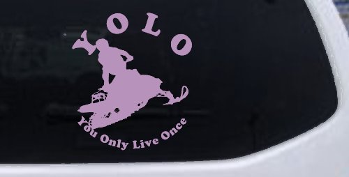 YOLO You Only Live Once Snowmobile Sports Car or Truck Window Decal Sticker (Lilac)