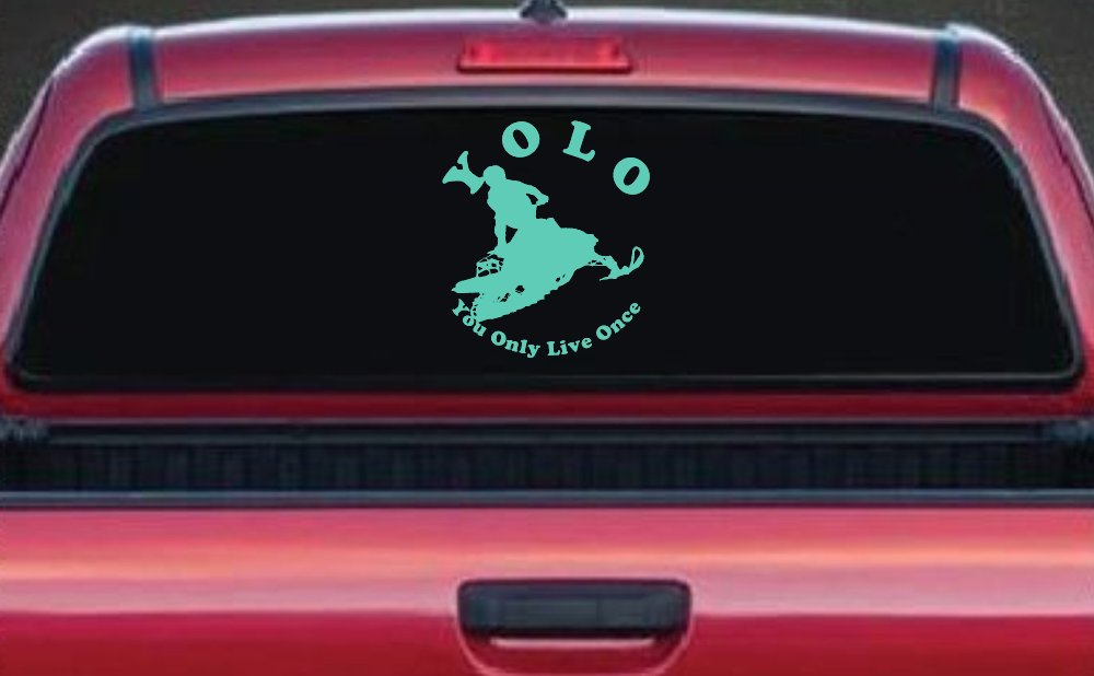 YOLO You Only Live Once Snowmobile Sports Car or Truck Window Decal Sticker