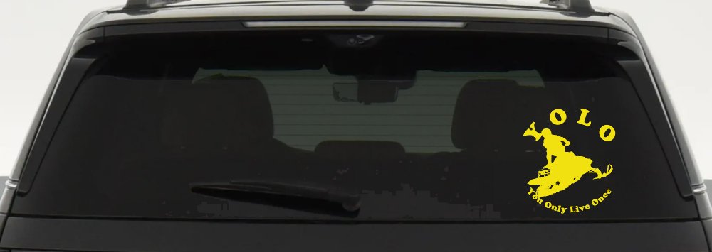 YOLO You Only Live Once Snowmobile Sports Car or Truck Window Vinyl Decal Sticker (Yellow)