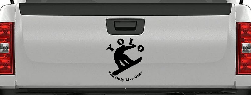 YOLO You Only Live Once Snowboarding solid Sports Car or Truck Window Decal Sticker (Black)