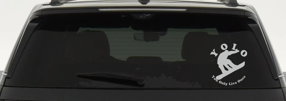 YOLO You Only Live Once Snowboarding solid Sports Car or Truck Window Vinyl Decal Sticker (Light Gray)