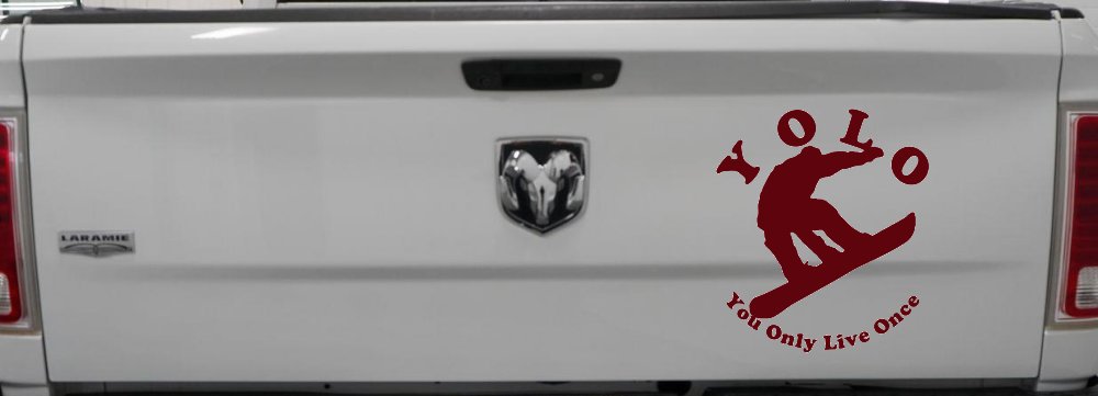 YOLO You Only Live Once Snowboarding solid Sports Car or Truck Window Vinyl Decal Sticker (Purple Red)