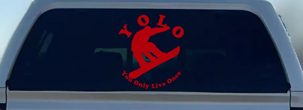 YOLO You Only Live Once Snowboarding solid Sports Car or Truck Window Vinyl Decal Sticker (Red)