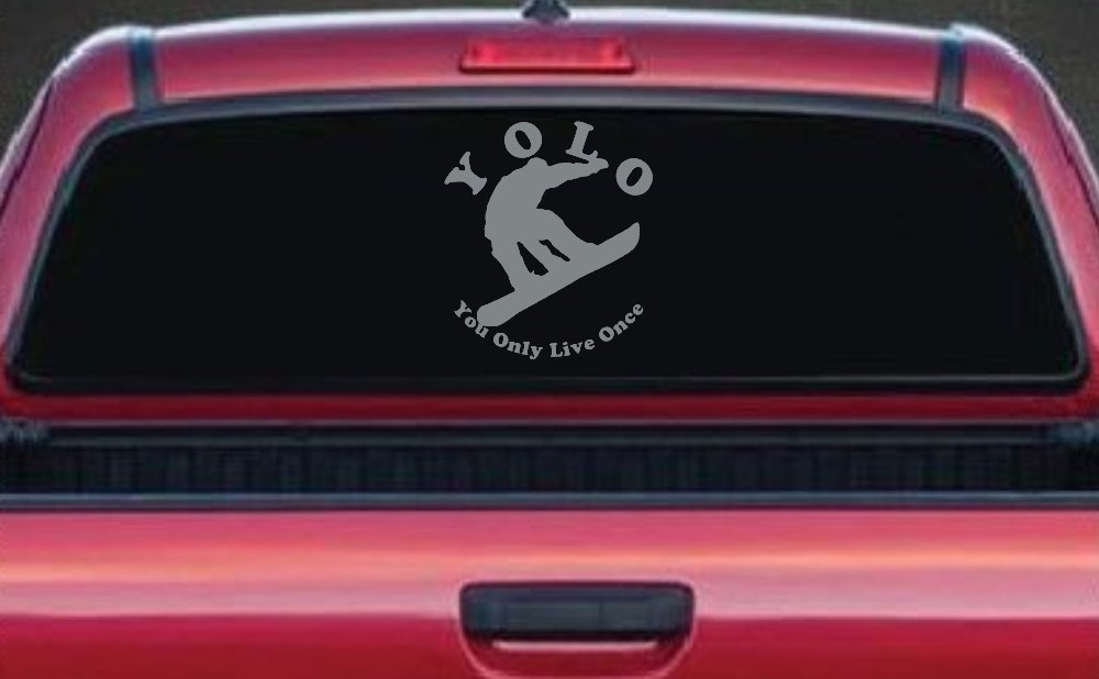 YOLO You Only Live Once Snowboarding solid Sports Car or Truck Window Decal Sticker (Telegrey)