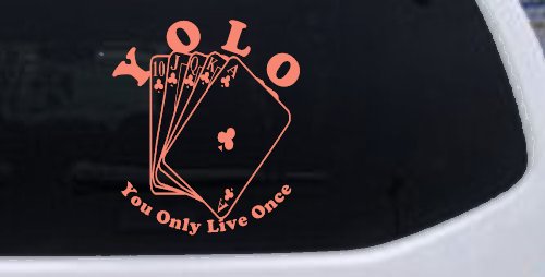 YOLO You Only Live Once Gambling Poker Other Car or Truck Window Decal Sticker (Coral)