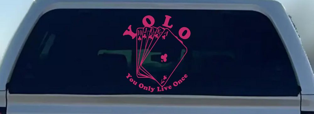 YOLO You Only Live Once Gambling Poker Other Car or Truck Window Decal Sticker (Hot Pink)