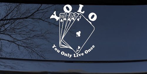 YOLO You Only Live Once Gambling Poker Other Car or Truck Window Decal Sticker (White)