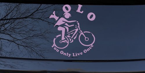 YOLO You Only Live Once Mountain Biker Sports Car or Truck Window Decal Sticker
