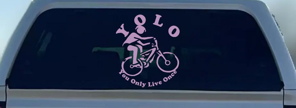 YOLO You Only Live Once Mountain Biker Sports Car or Truck Window Decal Sticker