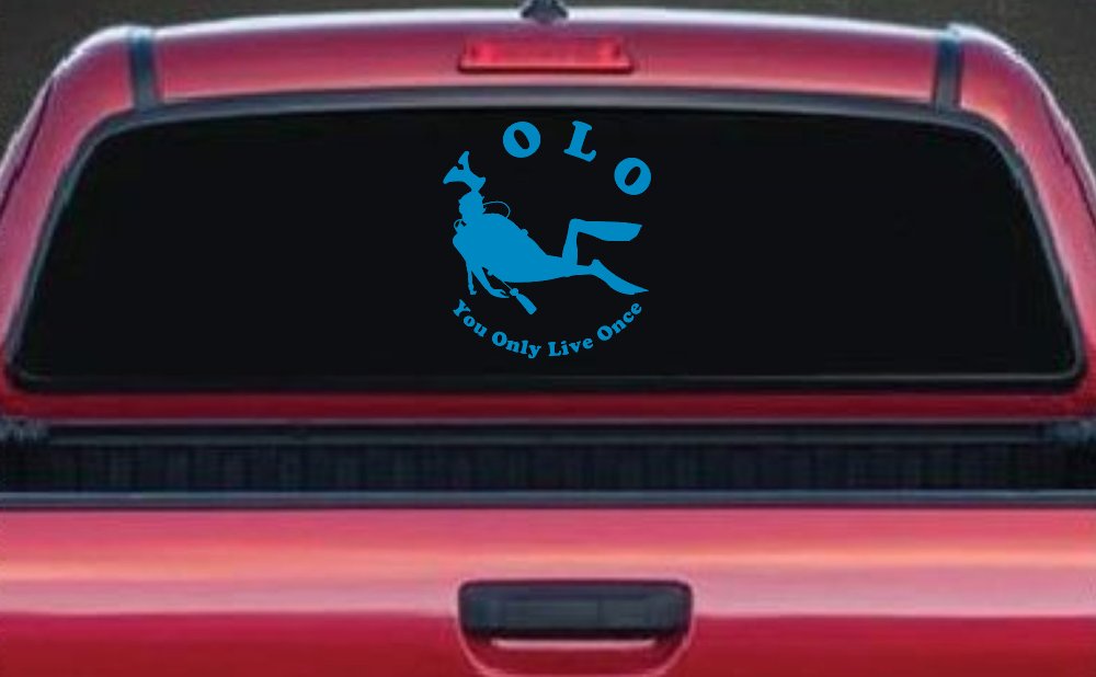 YOLO You Only Live Once Skuba Diving Sports Car or Truck Window Decal Sticker