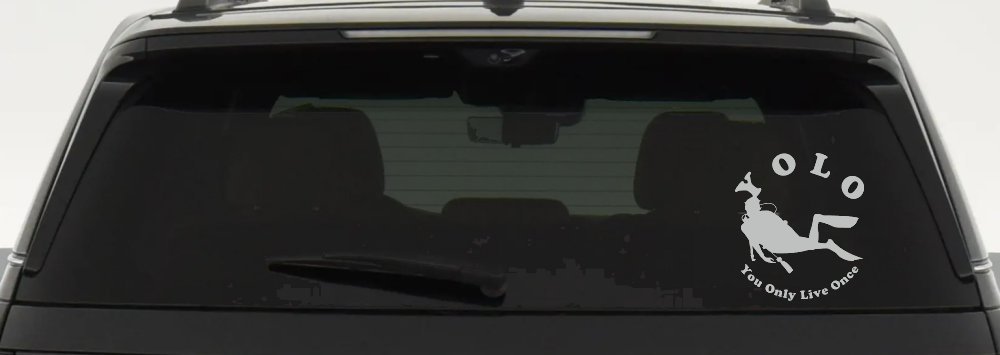 YOLO You Only Live Once Skuba Diving Sports Car or Truck Window Decal Sticker (Light Gray)