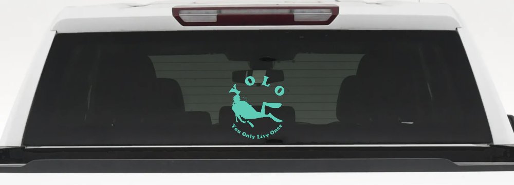 YOLO You Only Live Once Skuba Diving Sports Car or Truck Window Decal Sticker (Mint)
