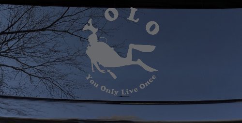 YOLO You Only Live Once Skuba Diving Sports Car or Truck Window Decal Sticker (Silver)