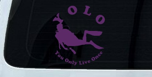 YOLO You Only Live Once Skuba Diving Sports Car or Truck Window Decal Sticker (Violet)