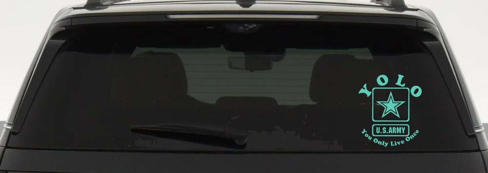 YOLO You Only Live Once Army Military Car or Truck Window Decal Sticker (Mint)