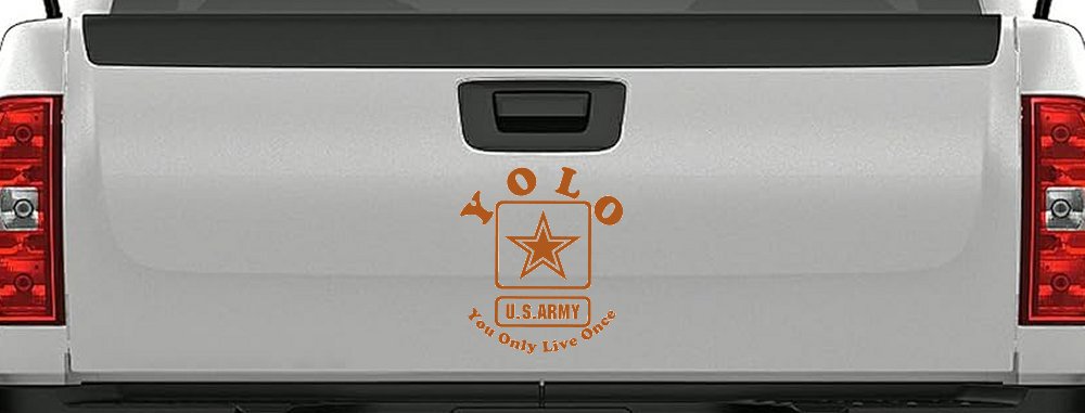 YOLO You Only Live Once Army Military Car or Truck Window Decal Sticker (Nut Brown)