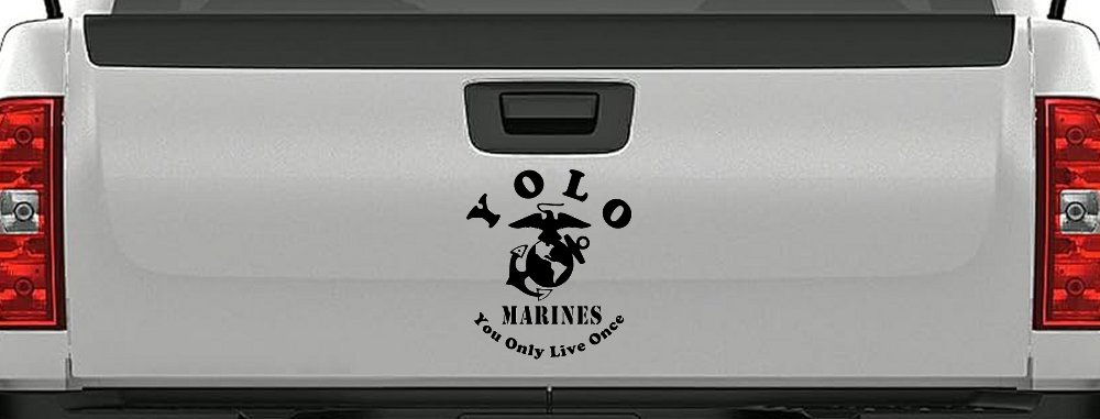 YOLO You Only Live Once Marines Military Car or Truck Window Vinyl Decal Sticker (Black)