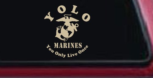 YOLO You Only Live Once Marines Military Car or Truck Window Decal Sticker (Desert Sand)