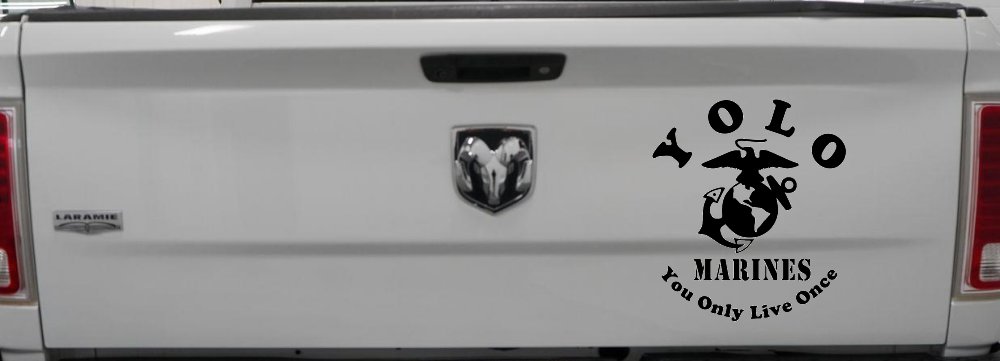 YOLO You Only Live Once Marines Military Car or Truck Window Decal Sticker (Matte Black)