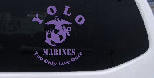 YOLO You Only Live Once Marines Military Car or Truck Window Decal Sticker (Purple)