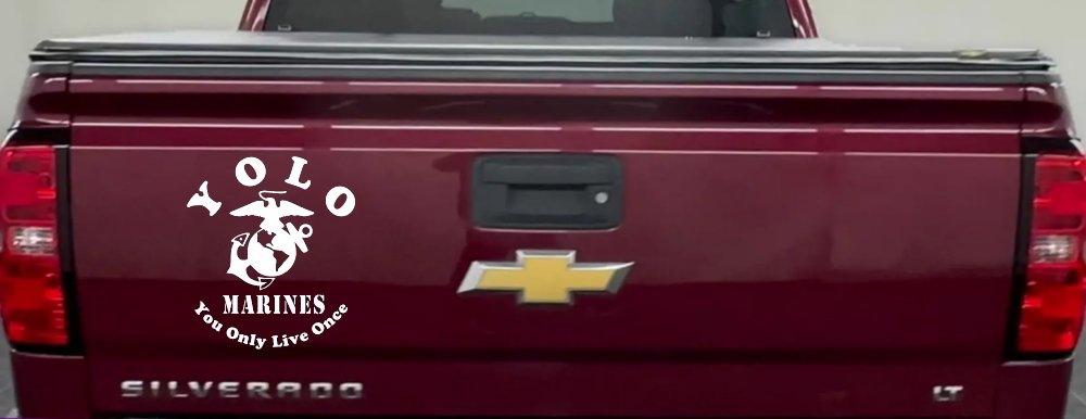 YOLO You Only Live Once Marines Military Car or Truck Window Decal Sticker (White)