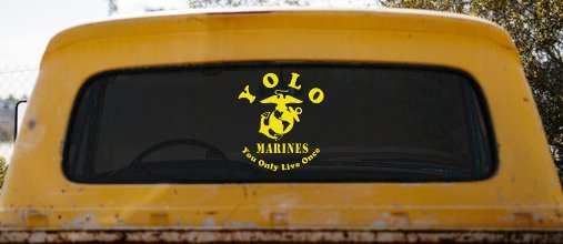 YOLO You Only Live Once Marines Military Car or Truck Window Vinyl Decal Sticker (Yellow)