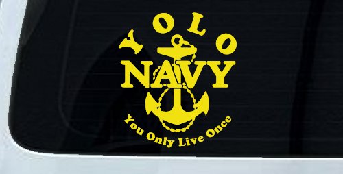 YOLO You Only Live Once Navy Military Car or Truck Window Decal Sticker