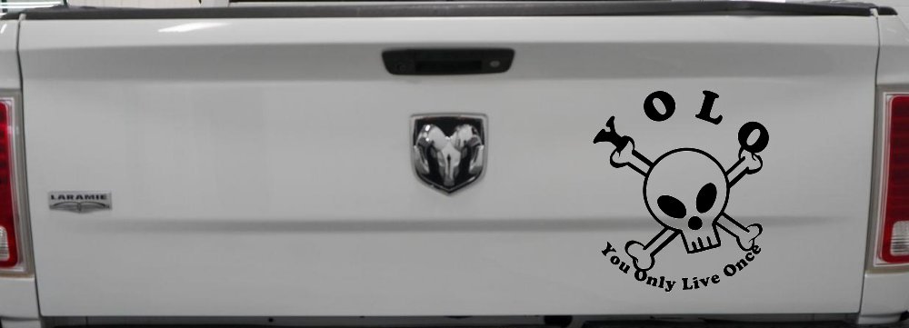 YOLO You Only Live Once Cute Skull Skulls Car or Truck Window Decal Sticker (Black)