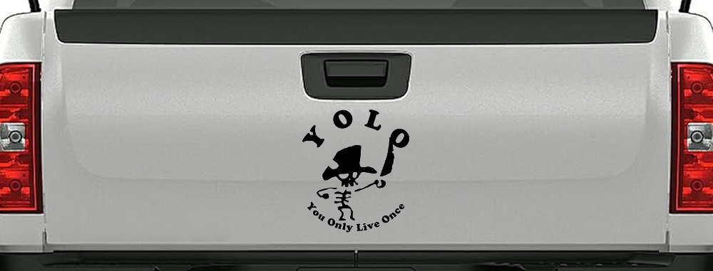 YOLO You Only Live Once Cute Pirate Funny Car or Truck Window Decal Sticker (Black)