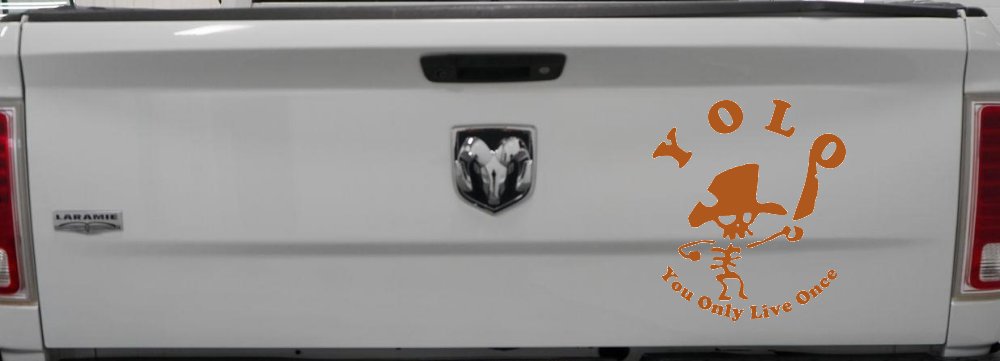 YOLO You Only Live Once Cute Pirate Funny Car or Truck Window Vinyl Decal Sticker (Nut Brown)