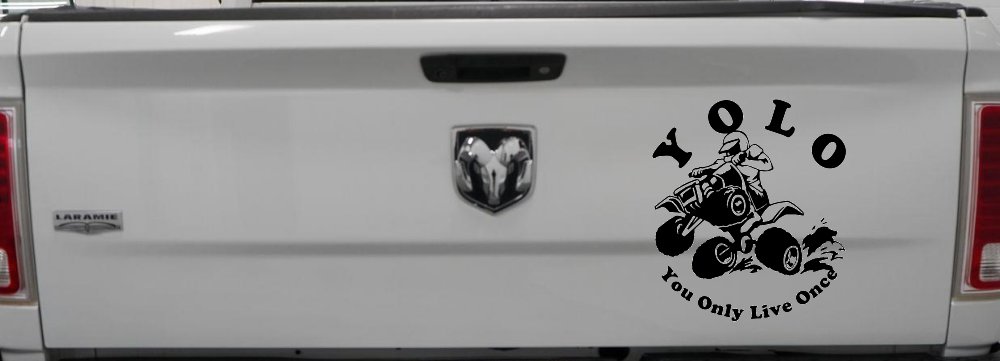 YOLO You Only Live Once Fourwheeler Off Road Car or Truck Window Decal Sticker