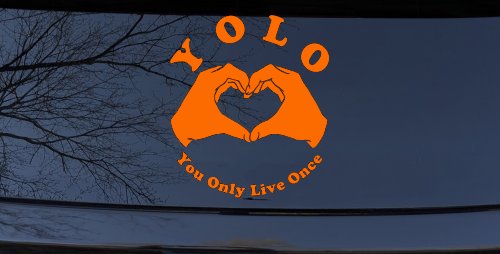 YOLO You Only Live Once Heart Hands Car or Truck Window Decal Sticker