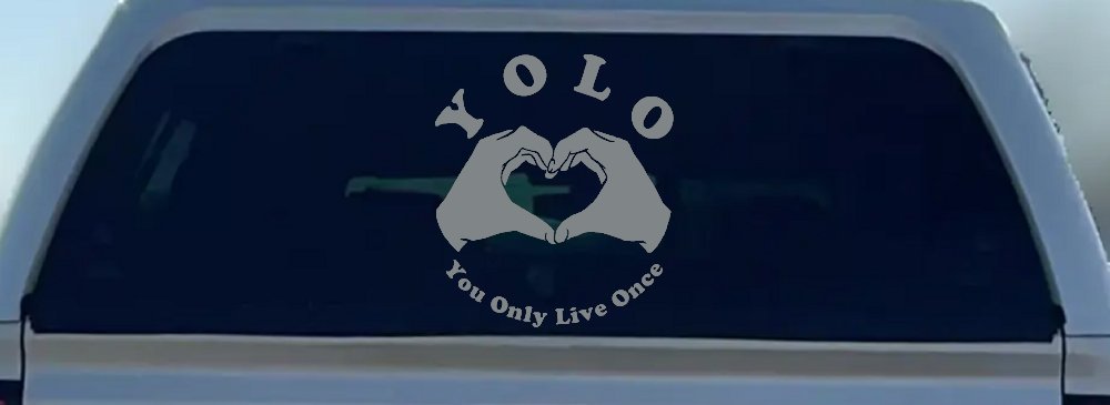 YOLO You Only Live Once Heart Hands Car or Truck Window Decal Sticker