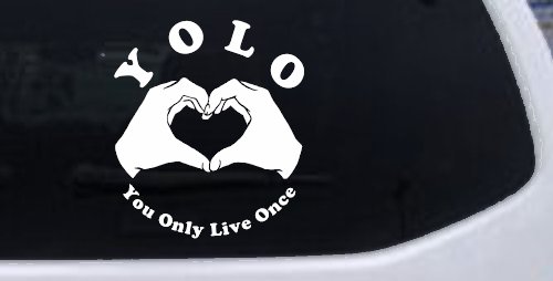 YOLO You Only Live Once Heart Hands Car or Truck Window Decal Sticker