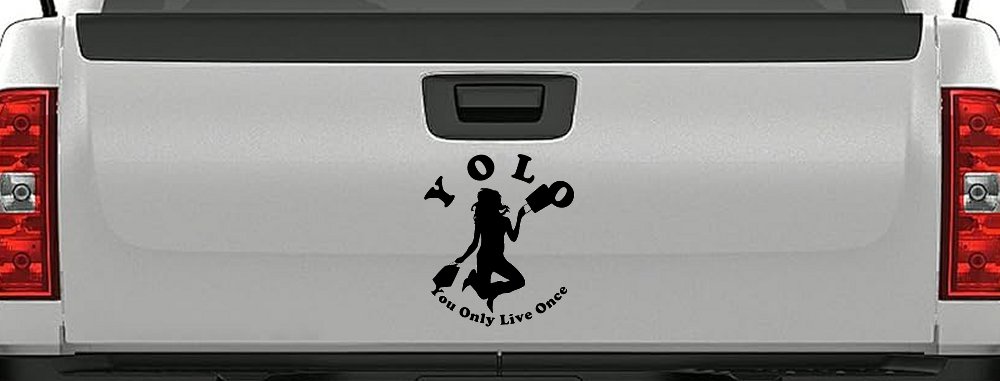 YOLO You Only Live Once Shopping Car or Truck Window Decal Sticker (Black)