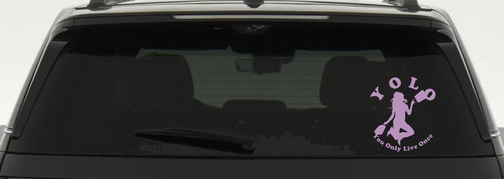 YOLO You Only Live Once Shopping Car or Truck Window Decal Sticker (Lilac)