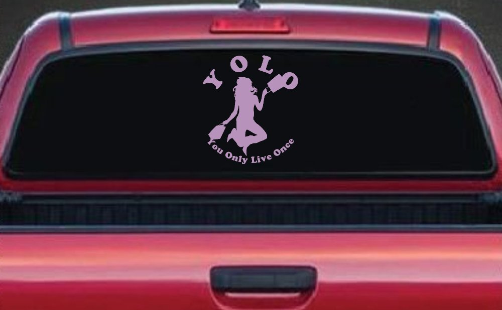 YOLO You Only Live Once Shopping Car or Truck Window Decal Sticker (Lilac)