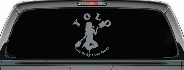YOLO You Only Live Once Shopping Car or Truck Window Vinyl Decal Sticker (Telegrey)