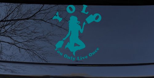 YOLO You Only Live Once Shopping Car or Truck Window Decal Sticker (Turquoise Blue)