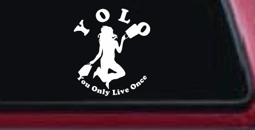 YOLO You Only Live Once Shopping Car or Truck Window Vinyl Decal Sticker (White)