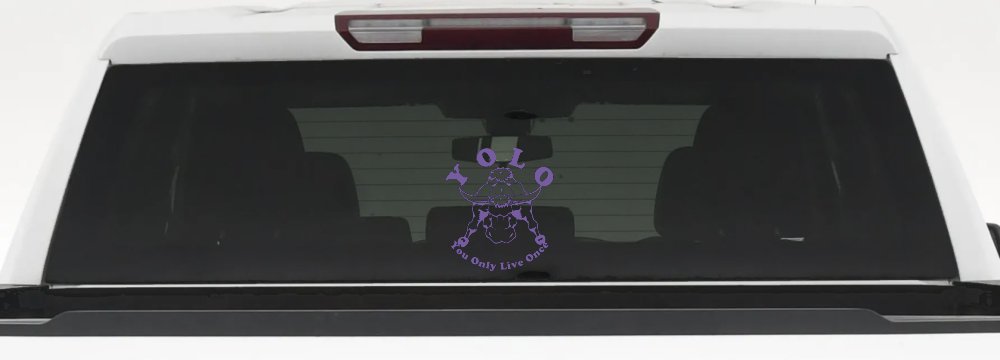 YOLO You Only Live Once Big Bull Western Rodeo Ranch Farm Car or Truck Window Vinyl Decal Sticker (Purple)