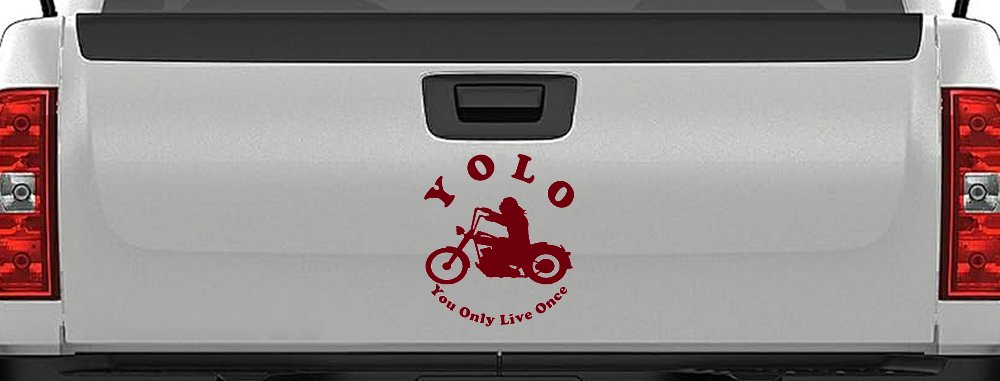 YOLO You Only Live Once Biker Car or Truck Window Vinyl Decal Sticker (Burgundy)