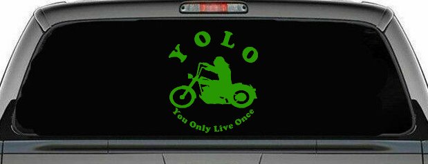 YOLO You Only Live Once Biker Car or Truck Window Vinyl Decal Sticker (Lime)