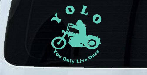 YOLO You Only Live Once Biker Car or Truck Window Decal Sticker (Mint)
