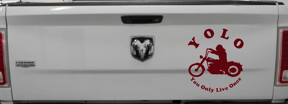 YOLO You Only Live Once Biker Car or Truck Window Decal Sticker (Purple Red)