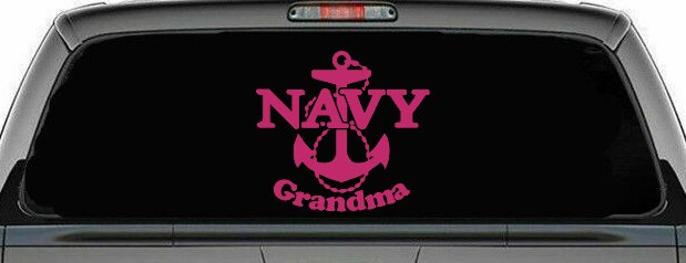 Navy Grandma Military Car or Truck Window Decal Sticker (Hot Pink)
