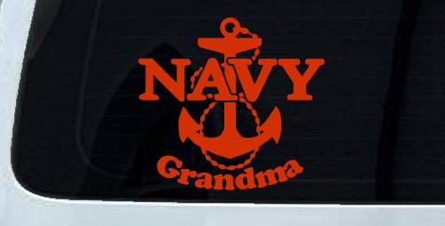 Navy Grandma Military Car or Truck Window Decal Sticker (Orange Red)