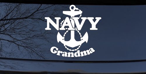 Navy Grandma Military Car or Truck Window Decal Sticker (White)